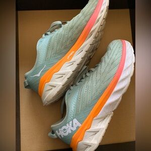 Hoka One One Running Shoes in Light Green and Orange